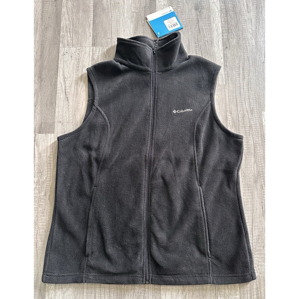 Womens Columbia Benton Springs Black Fleece Vest NWT‎ Size LG Large